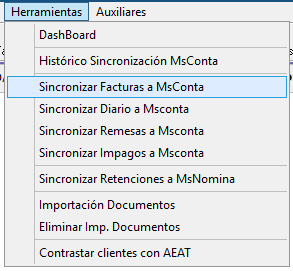 Acceso sincronización MsConta