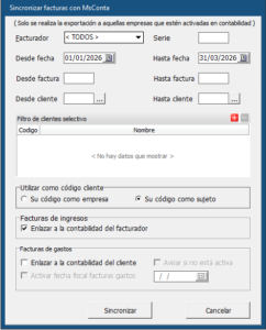 Sincronizar facturas a MsConta