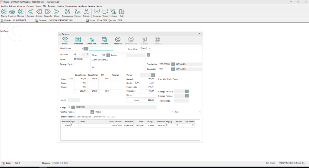Programa facturación MsGest facturas