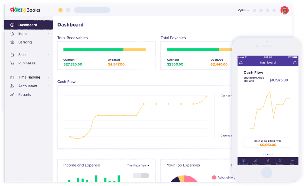 Zoho Books es un software para facturar y contable